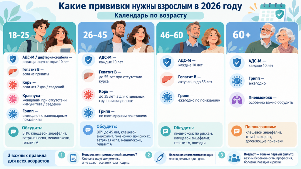Какие прививки нужны взрослым: календарь по возрасту и группам риска Изображение Codex 24 сент. 2026 г., 11_43_49.png